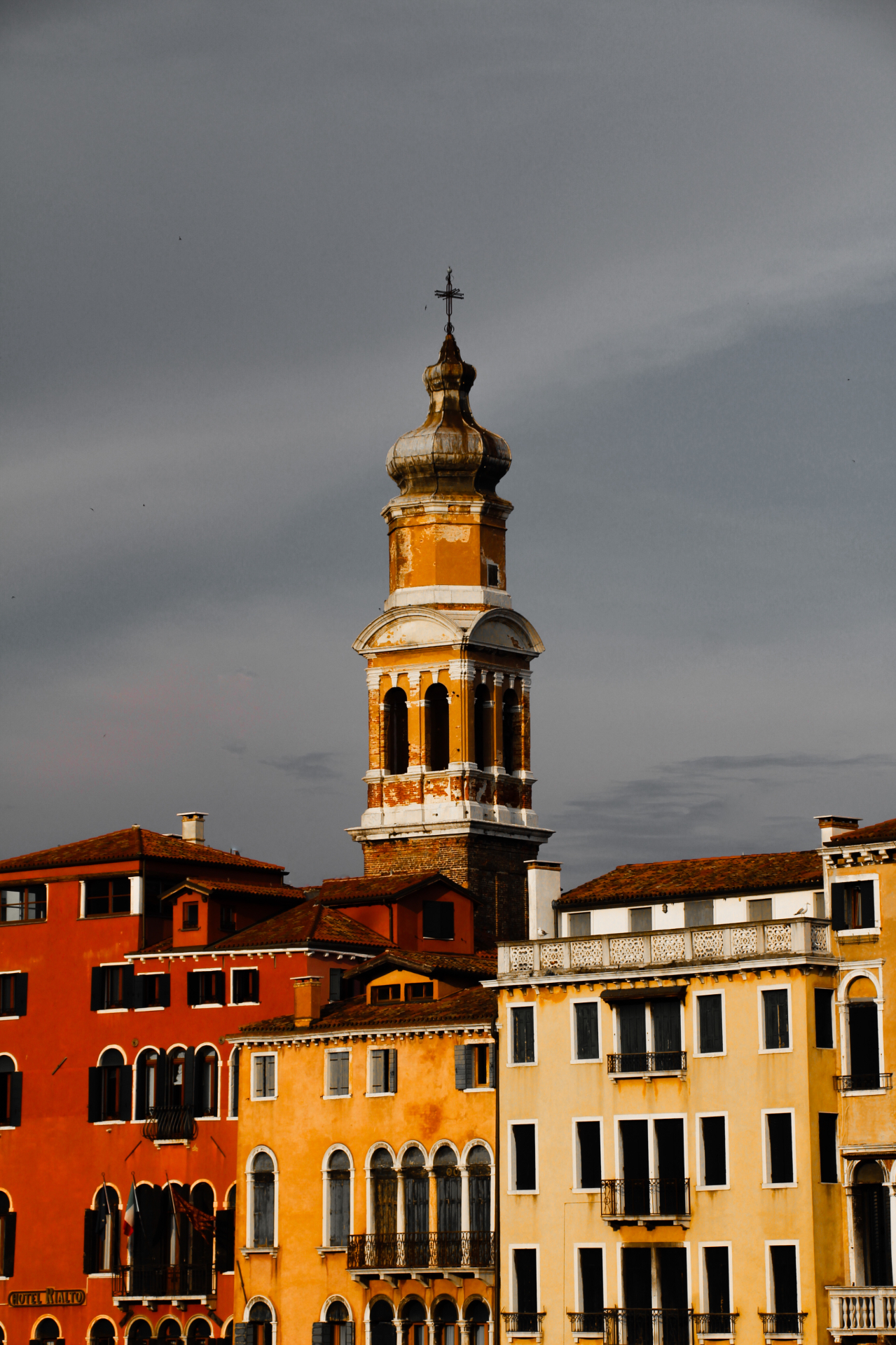 Venetian bell tower at golden hour